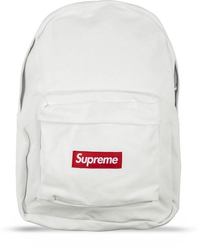 Supreme Logo Canvas Backpack - White