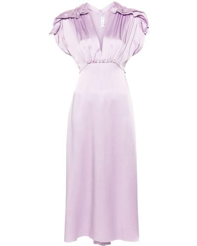 Victoria Beckham Ruffled Satin Midi Dress - Purple