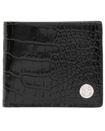 Versace Crocodile-effect Leather Wallet - ブラック