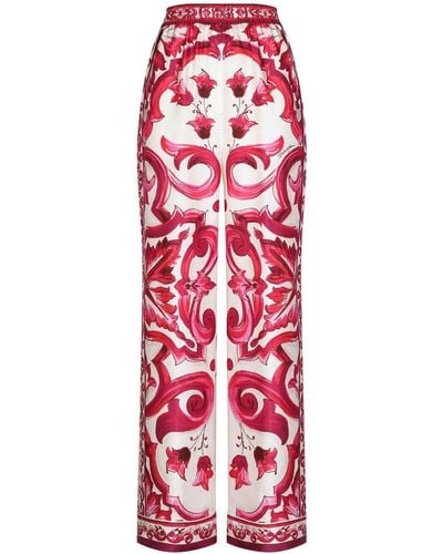 Dolce & Gabbana Majolica-print twill pants - Rosso