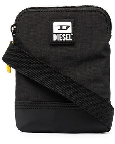 DIESEL Logo Patch Messenger Bag - Black