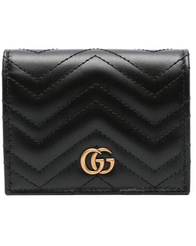 Gucci ダブルg カードケース (コイン&紙幣入れ付き), ブラック, Leather
