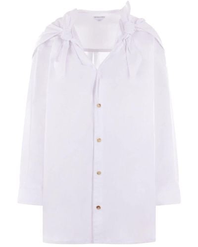 Bottega Veneta Camisa con botones y nudo - Blanco