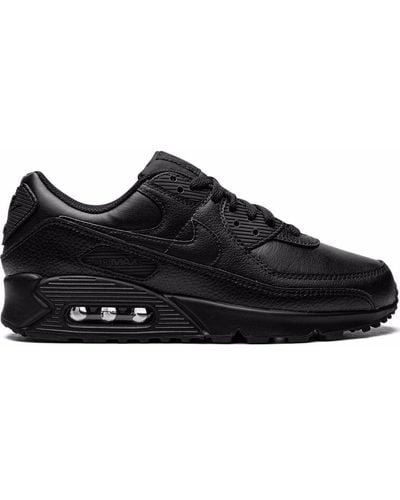 Nike Air Max 90 Triple Black Leather Sneakers - Farfetch