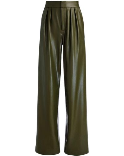 Alice + Olivia Pompey Faux-leather Pleated Pants - Green