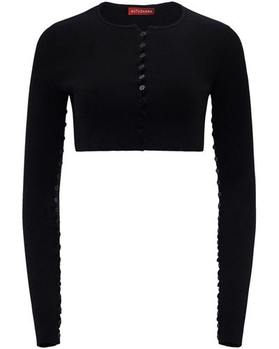 Altuzarra Haruni Scallop-edge Knitted Top - Black