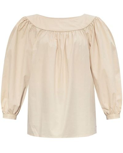 A.P.C. Logo-embroidered Poplin Blouse - White