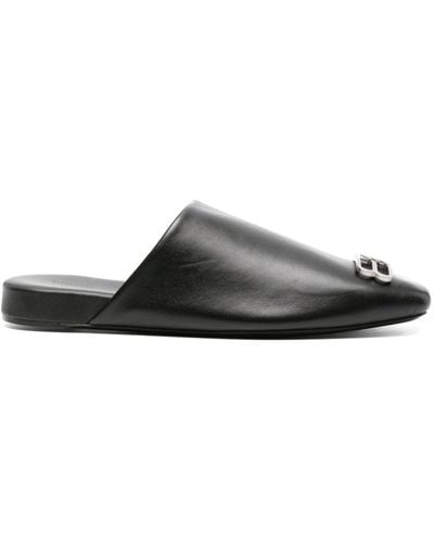 Balenciaga Cosy Bb Leather Slippers - Black