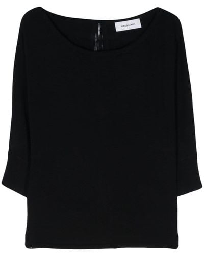Yves Salomon Tie-fastening Wool Knitted Top - Black