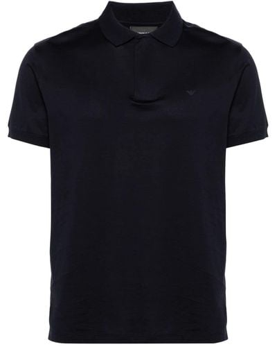 Emporio Armani Logo-appliqué Cotton Polo Shirt - Black