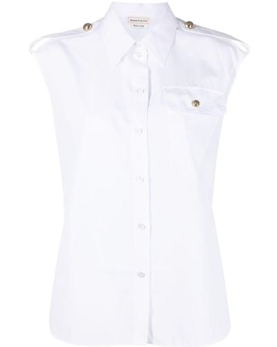 Alexander McQueen Camisa sin mangas con bolsillo militar - Blanco