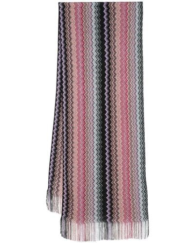 Missoni Zigzag-pattern Crochet-knit Scarf - Purple