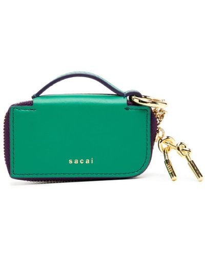 Sacai Two-tone leather key case - Verde