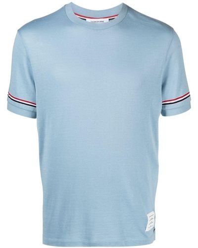 Thom Browne T-Shirt mit RWB-Streifen - Blau