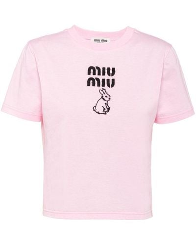 Miu Miu ロゴ Tシャツ - ピンク
