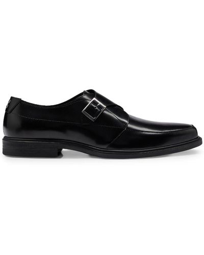 HUGO Leather Monk Shoes - Black