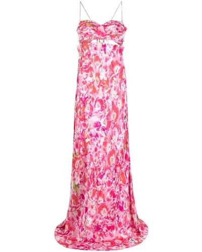 Natasha Zinko Tulip-print Maxi Slip Dress - Pink