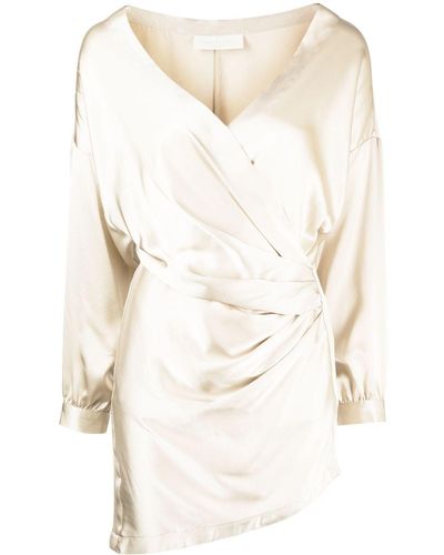 Michelle Mason Robe courte à détails drapés - Blanc