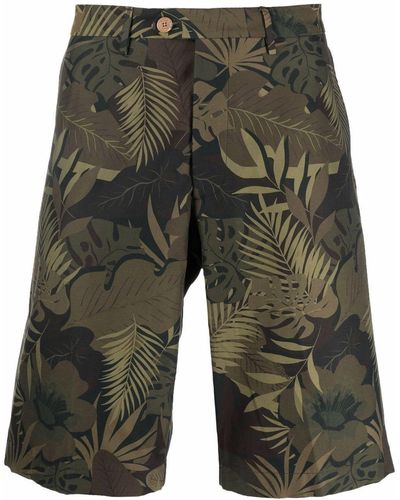Etro Leaf-print Bermuda Shorts - Green