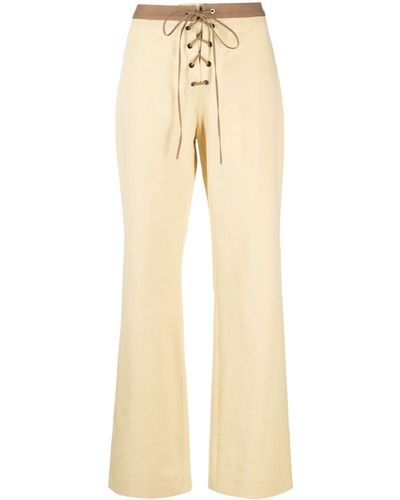 Claudie Pierlot Lace-up Straight Pants - Natural