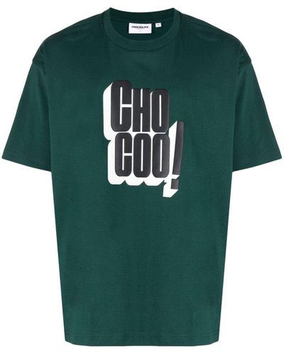 Chocoolate Slogan-print Cotton T-shirt - Green