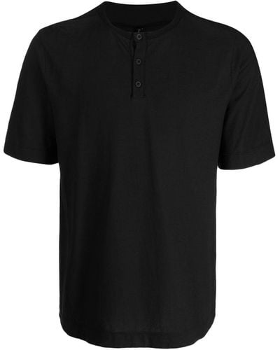 Transit Button-placket Cotton T-shirt - Black