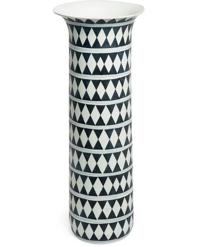 L'objet Vaso con stampa geometrica 43cm - Bianco