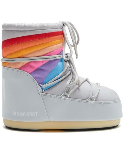 Moon Boot Icon Low Rainbow-print Boots - Grey