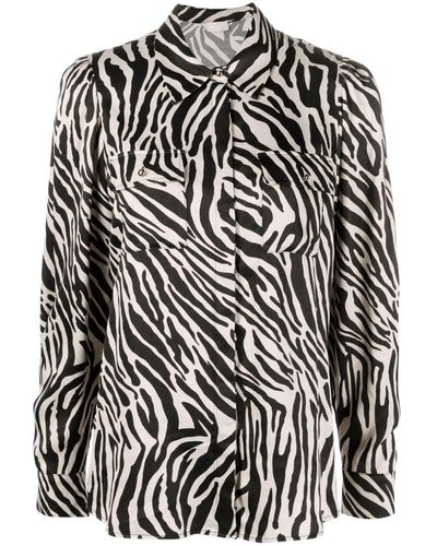 Liu Jo Zebra-print Satin Shirt - Black