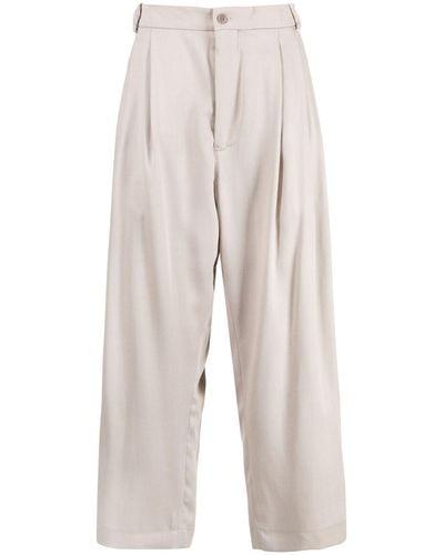 Hed Mayner Pantalon droit à design plissé - Blanc