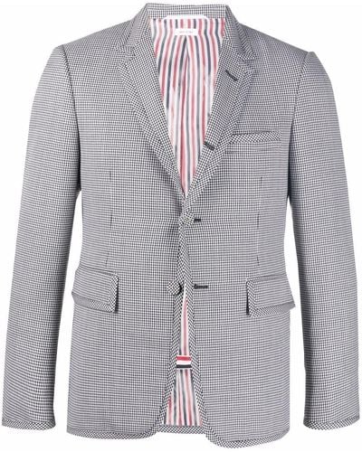 Thom Browne Single-breasted Houndstooth Pattern Blazer - Blue