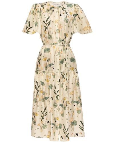 Munthe Flora Print Silk Dress - Natural