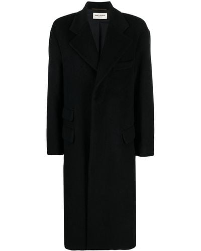 Saint Laurent Notched-lapels Wool Single-breasted Coat - Black