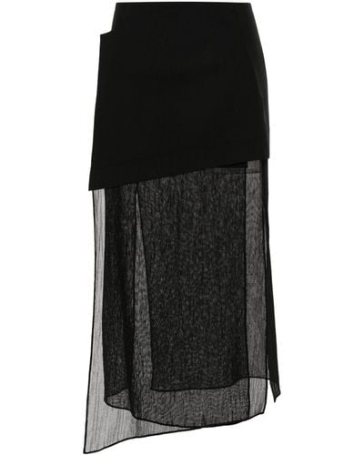 Gauchère Paneled Wool Skirt - Black