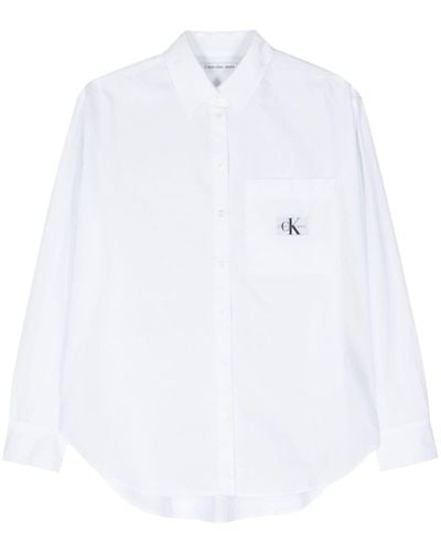 Calvin Klein Popeline-Hemd mit Logo-Patch - Weiß