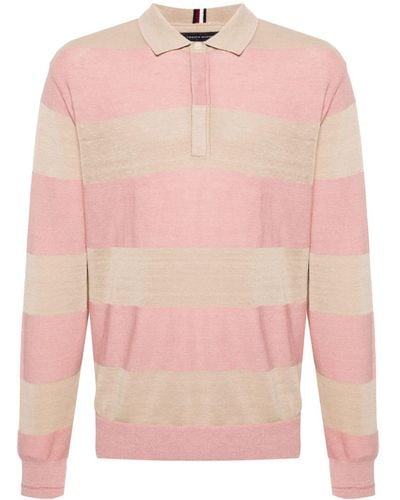 Tommy Hilfiger Striped Ribbed-knit Polo Shirt - Pink
