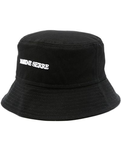 Marine Serre Logo-embroidered Bucket Hat - Black