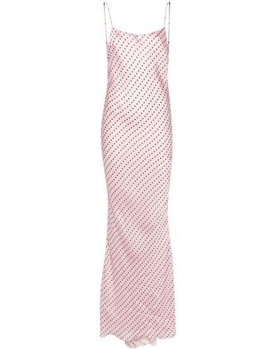 ANDAMANE Polka-dot Satin Dress - Pink