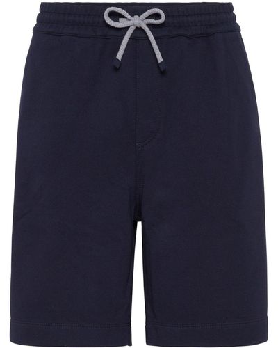 Brunello Cucinelli Drawstring Jersey Bermuda Shorts - Blue