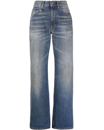 R13 Halbhohe Straight-Leg-Jeans - Blau
