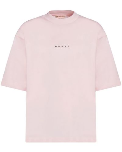 Marni T-shirt en coton à logo imprimé - Rose