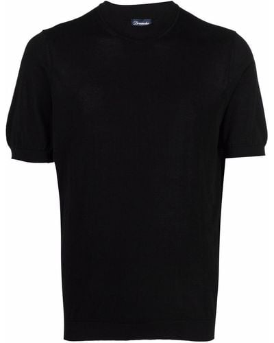 Drumohr Fine Knit Mock-neck T-shirt - Black