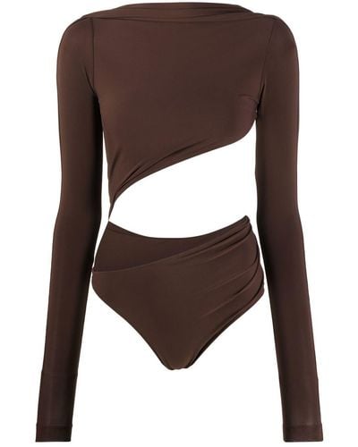 Jacquemus Asymmetric Cropped Bodysuit - Brown