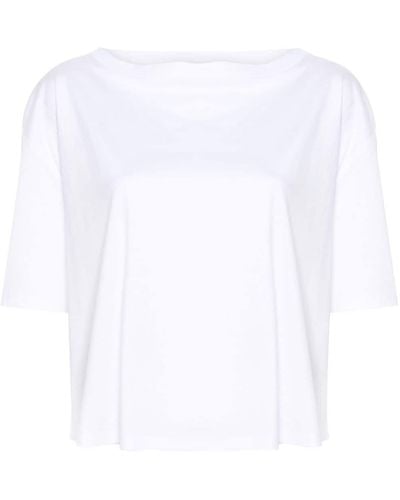 Allude Boat-neck Cotton T-shirt - White