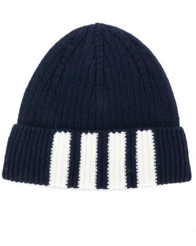 Thom Browne Cappello a coste con dettaglio a strisce - Blu