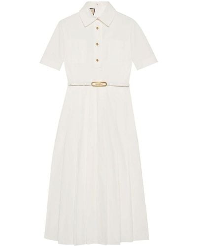 Gucci Langes Kleid aus Baumwollpopeline - Weiß