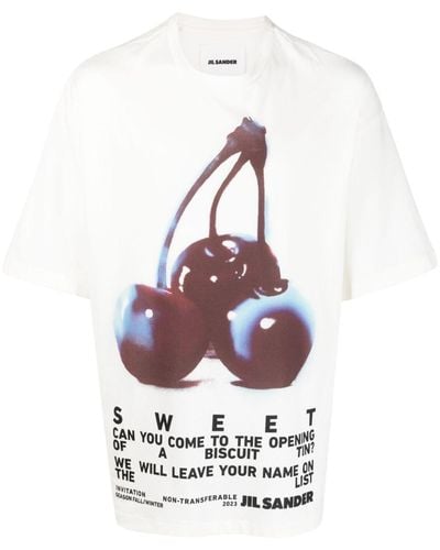 Jil Sander T-Shirt mit grafischem Print - Weiß