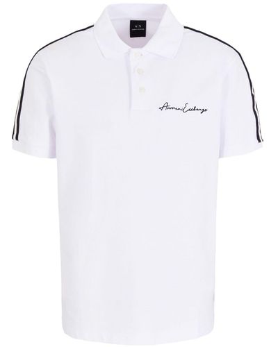 Armani Exchange Poloshirt Met Geborduurd Logo - Wit