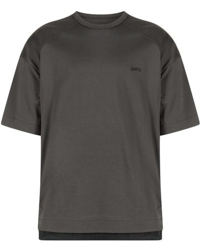 Juun.J Side-zip Layered-hem T-shirt - Grey
