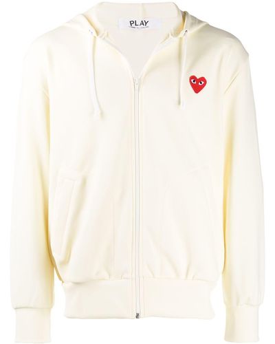 COMME DES GARÇONS PLAY T174 Red Heart Hoodie - White